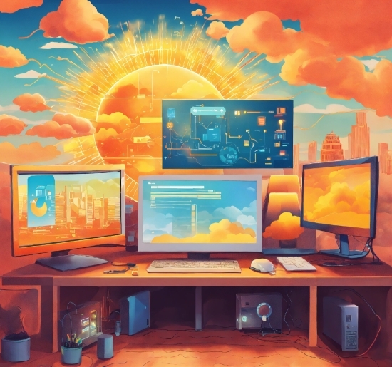 Computer, Cloud, Personal Computer, Furniture, Table, World