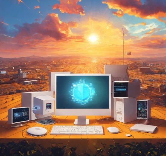Computer, Cloud, Table, Personal Computer, Sky, Computer Monitor
