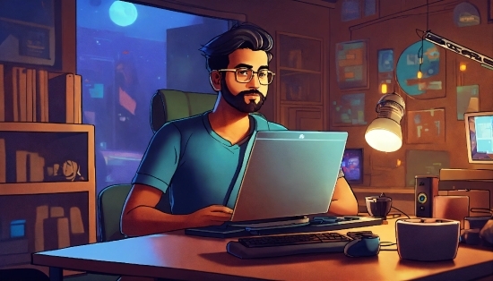 Computer, Glasses, Personal Computer, Table, Laptop, Output Device