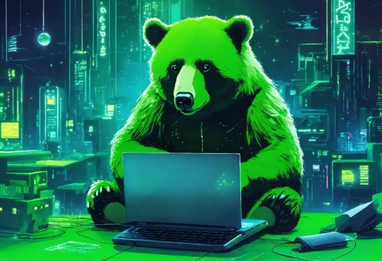Computer, Green, Laptop, Personal Computer, Carnivore, Polar Bear