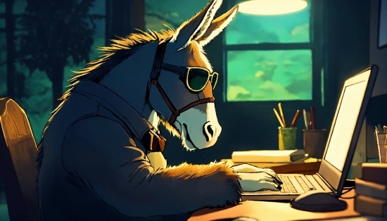 Computer, Horse, Personal Computer, Peripheral, Art, Desk