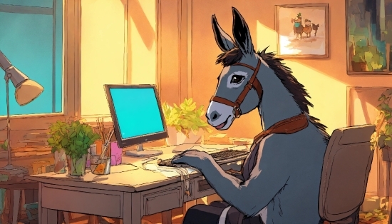 Computer, Horse, Personal Computer, Table, Desk, Computer Monitor