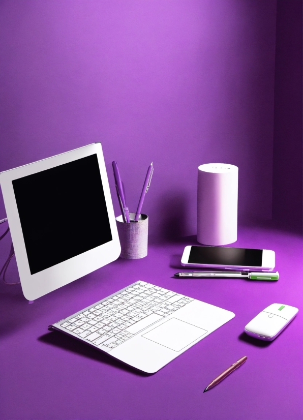Computer, Personal Computer, Computer Keyboard, Table, Purple, Product