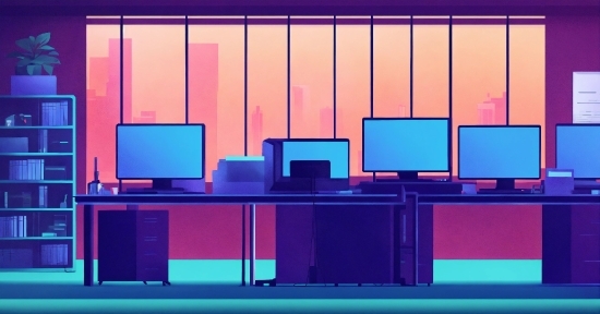 Computer, Personal Computer, Computer Monitor, Computer Desk, Peripheral, Purple