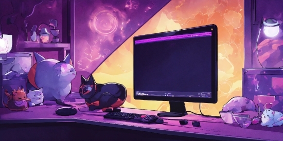 Computer, Personal Computer, Computer Monitor, Peripheral, Output Device, Purple