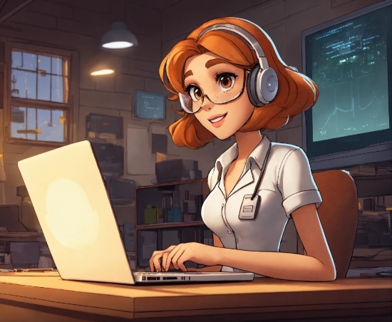 Computer, Personal Computer, Laptop, Output Device, Smile, Cartoon