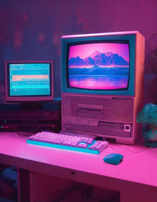 Computer, Personal Computer, Peripheral, Output Device, Purple, Computer Monitor