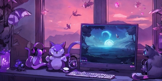 Computer, Personal Computer, Purple, Light, Peripheral, Output Device