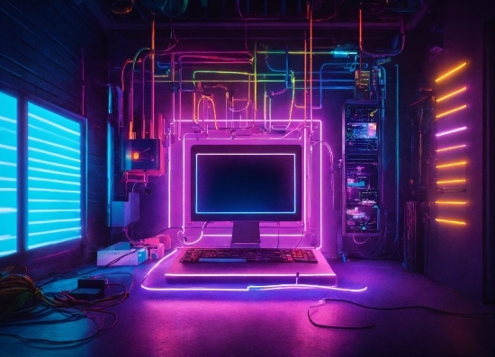 Computer, Personal Computer, Purple, Peripheral, Entertainment, Building