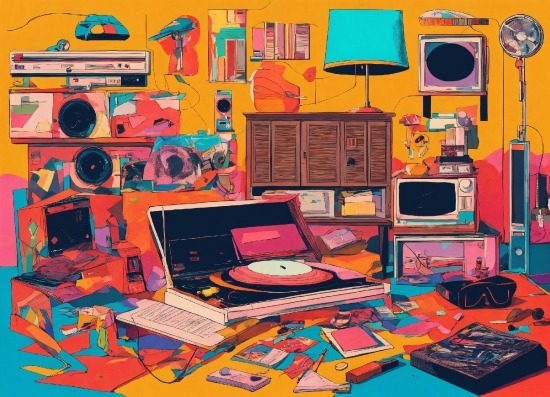 Computer, Personal Computer, Purple, Table, Textile, Orange