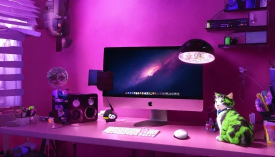 Computer, Personal Computer, Table, Computer Desk, Computer Keyboard, Purple
