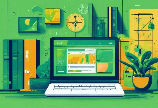 Computer, Plant, Personal Computer, Green, Yellow, Space Bar