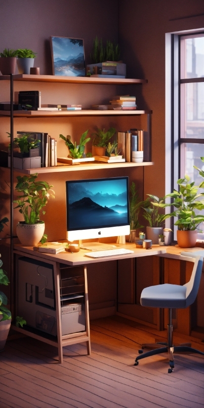 Computer, Plant, Property, Personal Computer, Table, Furniture