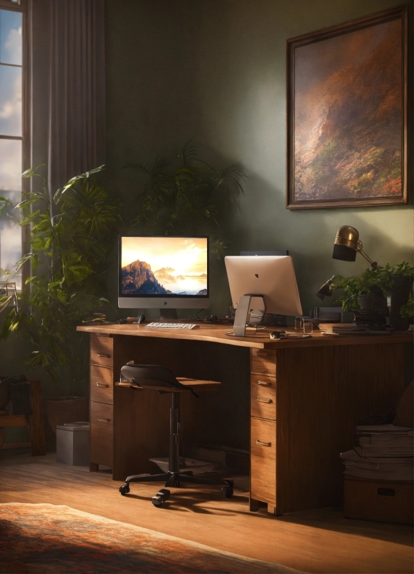 Computer, Property, Personal Computer, Table, Plant, Computer Monitor