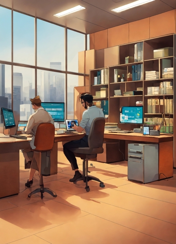 Computer, Table, Personal Computer, Furniture, Office Chair, Computer Monitor