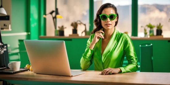 Computer, Vision Care, Laptop, Personal Computer, Goggles, Green