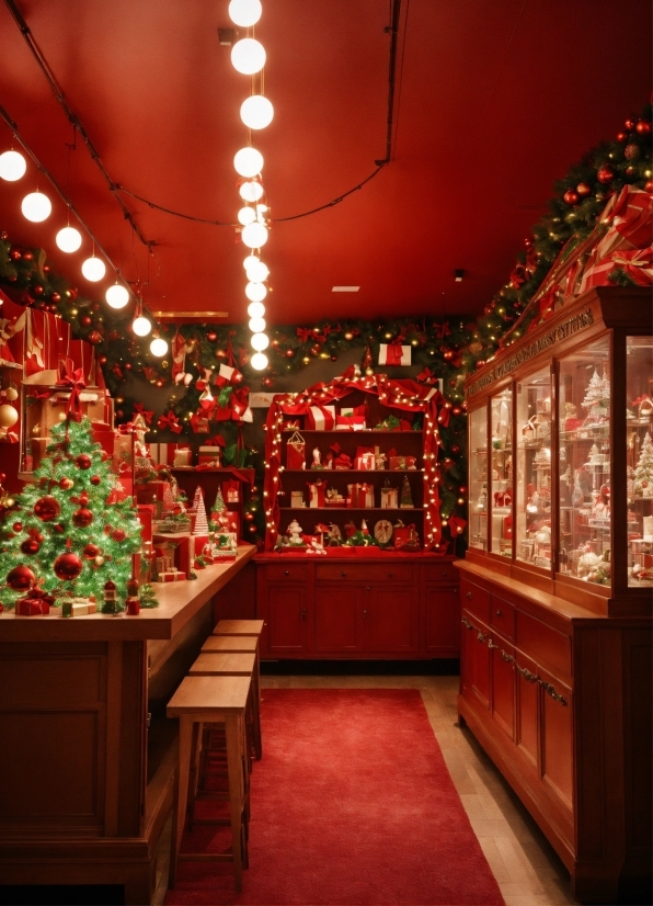 Decoration, Light, Lighting, Christmas Tree, Interior Design, Red