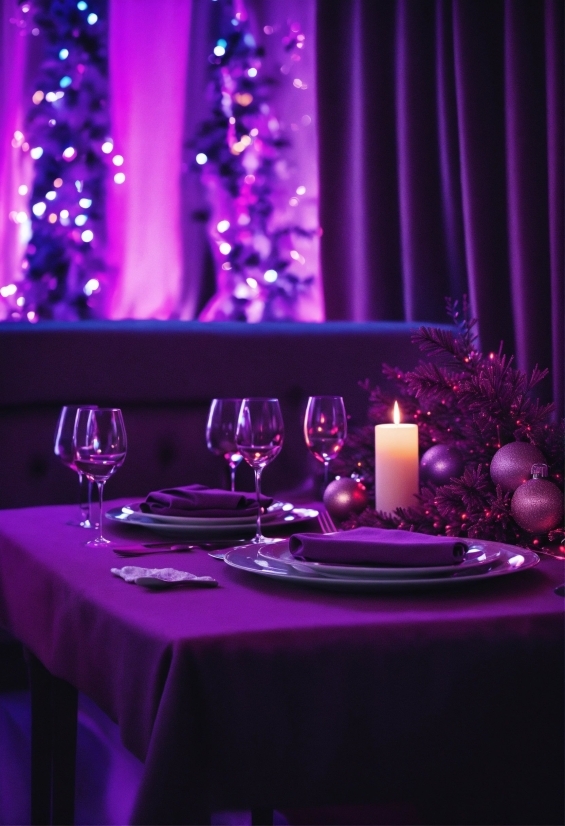 Decoration, Table, Tableware, Furniture, Drinkware, Purple