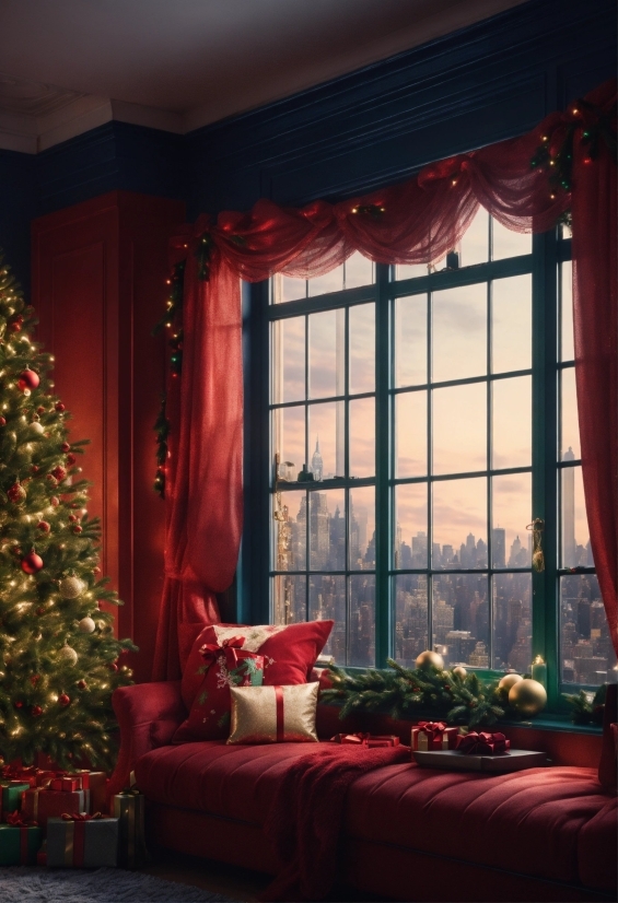 Deer Antler Clipart, Christmas Tree, Property, Window, Decoration, Textile