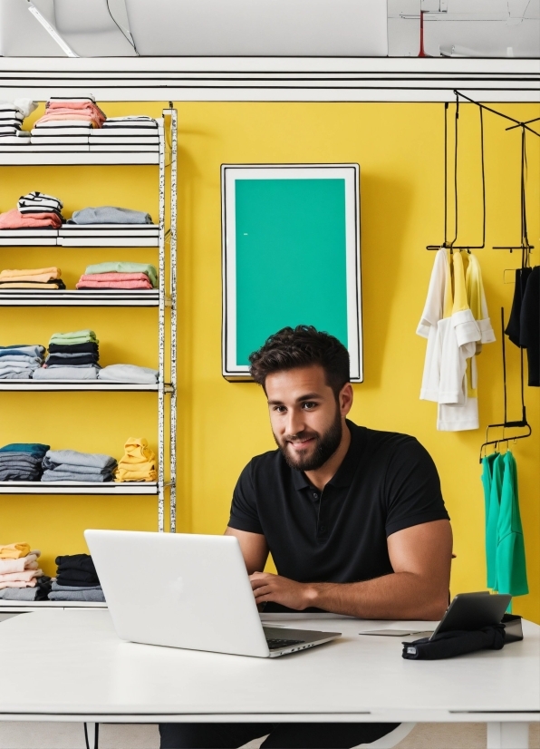 Digital Media Graphic Design, Personal Computer, Computer, Laptop, Table, Yellow