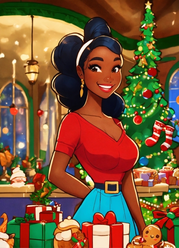 Doctor Illustration Vector, Smile, Christmas Tree, Green, Cartoon, Happy
