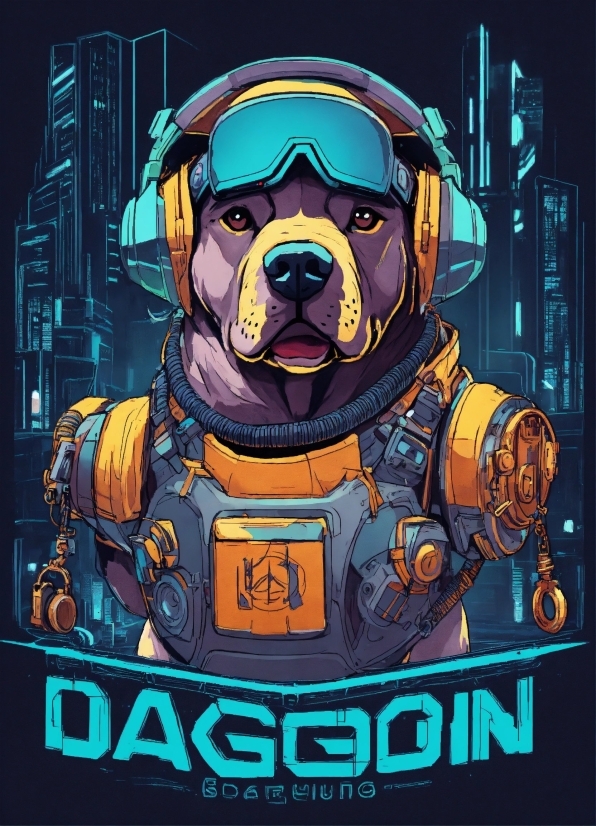Dog, Poster, Font, Cartoon, Art, Personal Protective Equipment