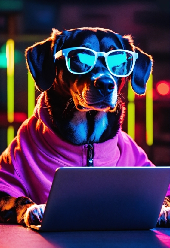 Dog, Purple, Vision Care, Laptop, Computer, Carnivore
