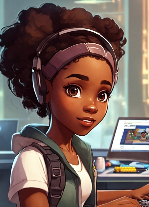 Eyebrow, Computer, Laptop, Personal Computer, Cartoon, Black Hair
