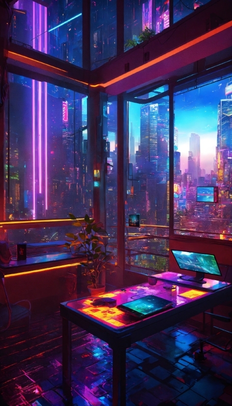 Facetune, Building, Purple, Light, Blue, Interior Design