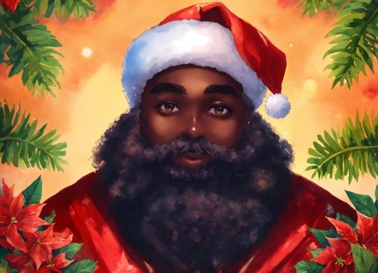Facial Expression, Beard, Happy, Christmas Ornament, Headgear, Red
