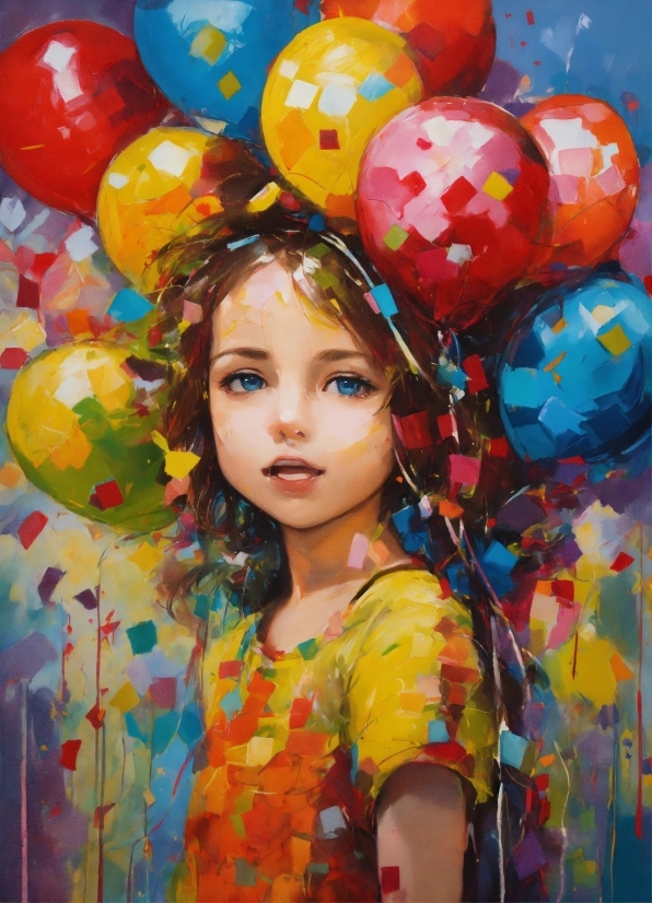 Facial Expression, Blue, Human, Balloon, Dress, Happy