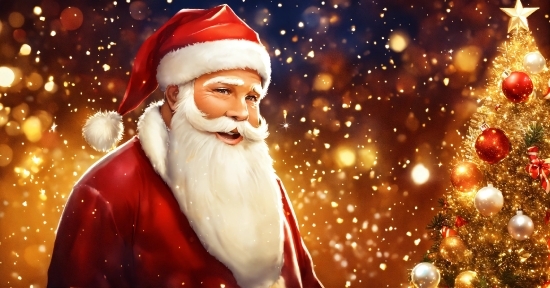Facial Expression, Celebrating, Happy, Beard, Christmas Ornament, Santa Claus