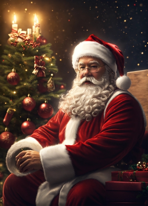 Facial Expression, Christmas Tree, Beard, Human Body, Happy, Santa Claus