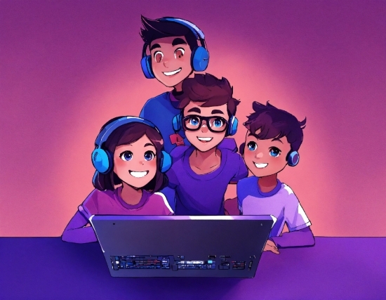 Facial Expression, Computer, Personal Computer, Blue, Smile, Cartoon