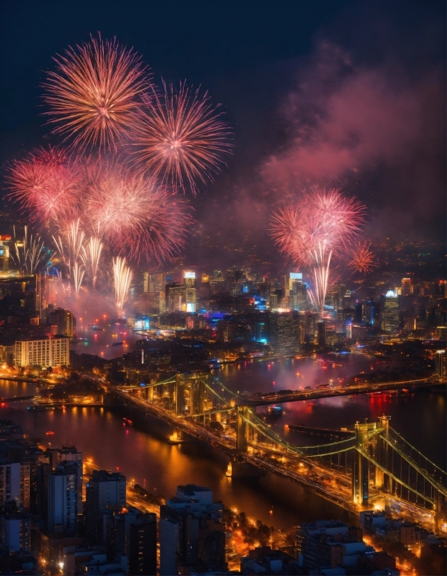 Fireworks, Atmosphere, Sky, Light, Nature, Architecture