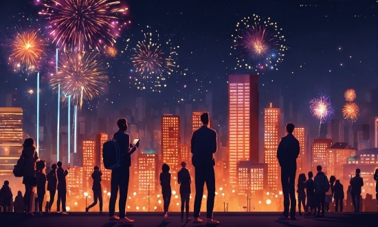 Fireworks, Photograph, World, Light, Skyscraper, Building