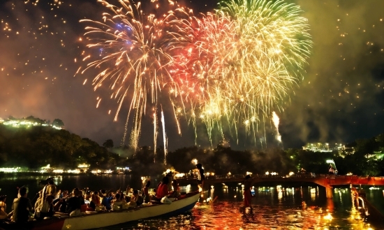 Fireworks, Water, Light, Nature, Sky, Entertainment