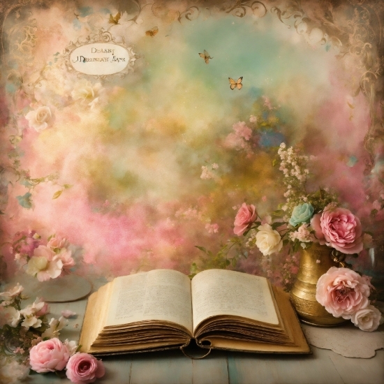 Flower, Petal, Book, Publication, Pink, Art