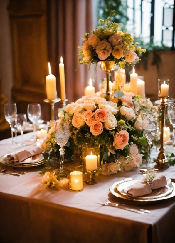 Flower, Table, Candle, Plant, Tableware, Decoration