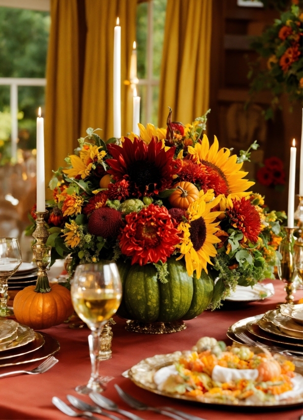 Flower, Table, Tableware, Plant, Food, Orange