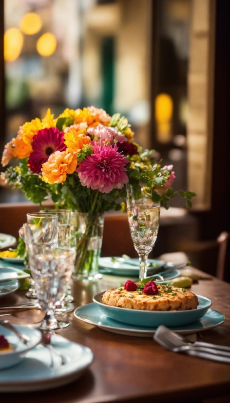Flower, Tableware, Table, Food, Vase, Plant