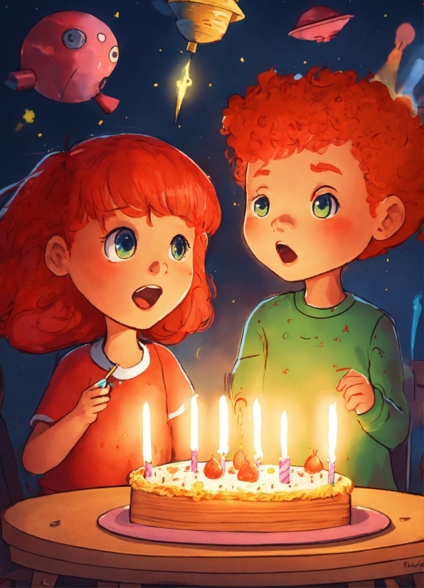 Food, Candle, Birthday Candle, Lighting, Cartoon, Orange