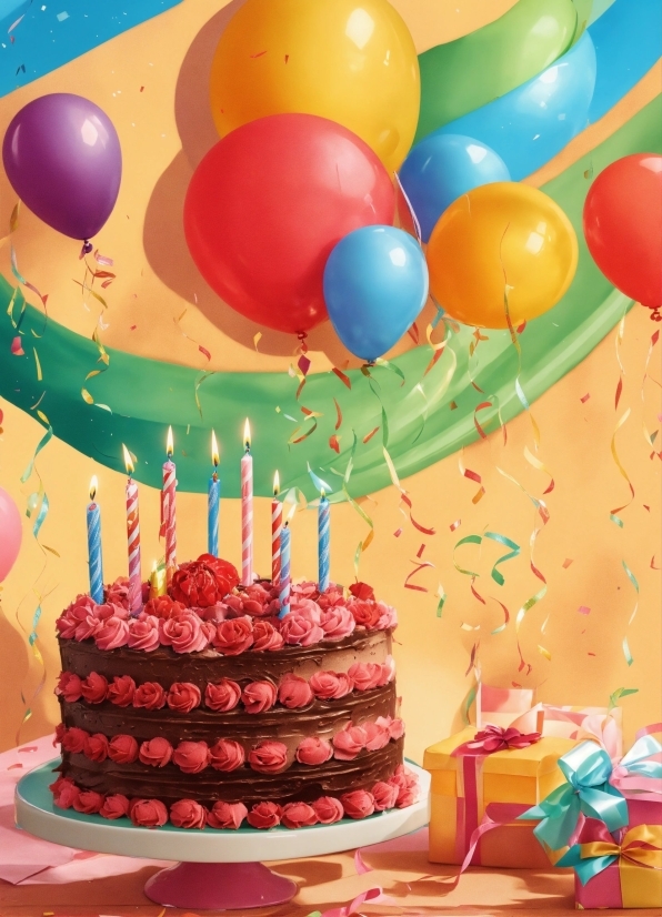 Food, Decoration, Cake Decorating, Balloon, Cake, Orange