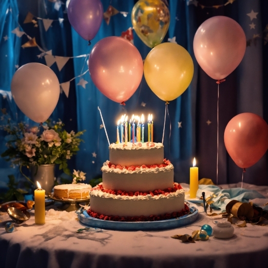Food, Photograph, Decoration, Candle, Blue, Cake Decorating