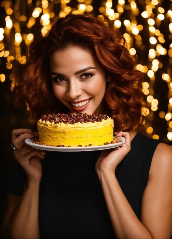 Food, Smile, Hairstyle, Facial Expression, Tableware, Happy