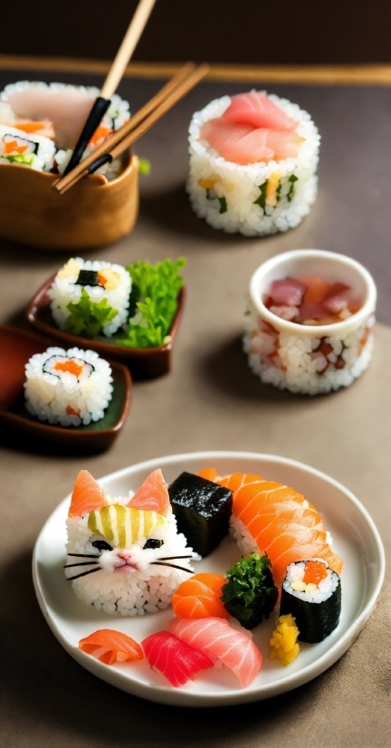Food, Sushi, Tableware, Ingredient, Plate, Recipe
