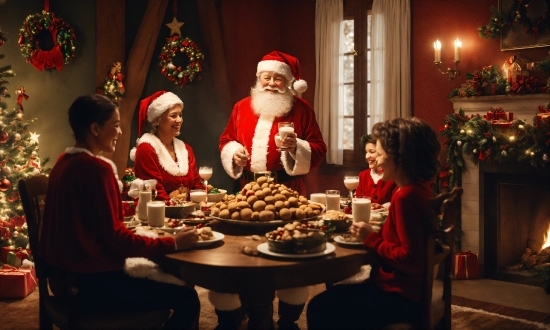 Food, Table, Social Group, Chair, Christmas Decoration, Beard