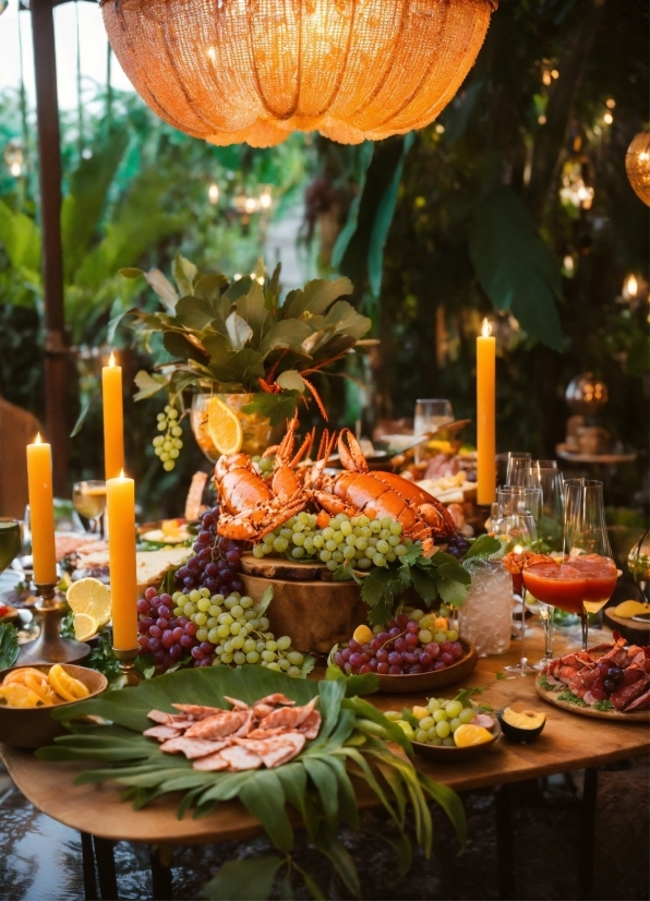 Food, Table, Tableware, Green, Orange, Plant