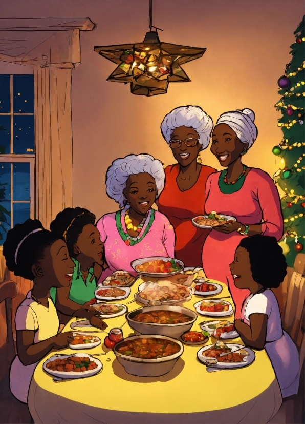 Food, Table, Tableware, Smile, Christmas Tree, Window