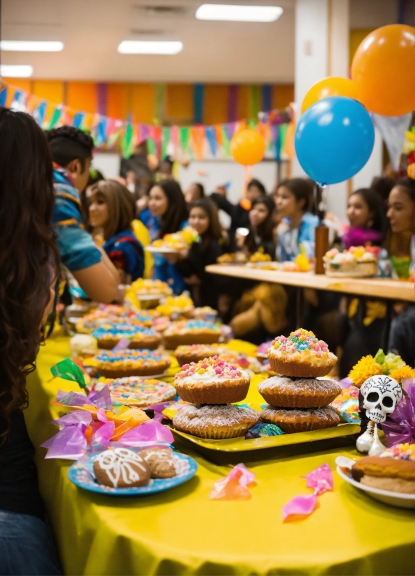 Food, Table, Yellow, Cake Decorating, Community, Balloon
